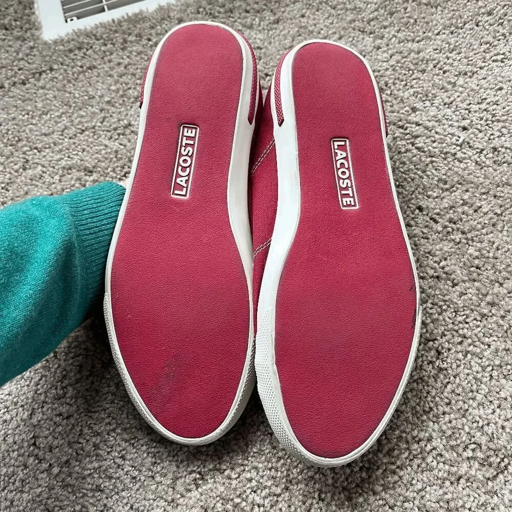 Lacoste Sport Red Canvas Sneakers Croc Logo Newton 9.5 Preppy Casual